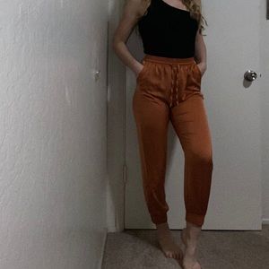 Satin orange joggers